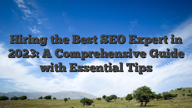 Hiring the Best SEO Expert in 2023: A Comprehensive Guide with Essential Tips