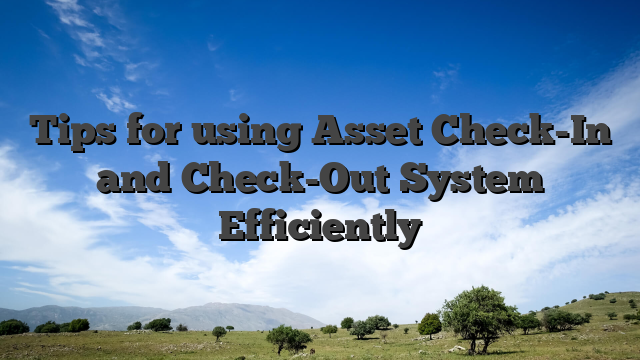 Tips for using Asset Check-In and Check-Out System Efficiently