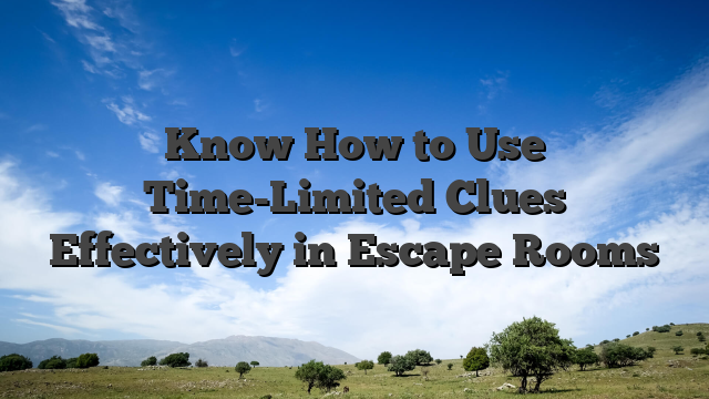Know How to Use Time-Limited Clues Effectively in Escape Rooms