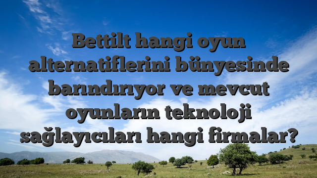 Bettilt hangi oyun alternatiflerini bünyesinde barındırıyor ve mevcut oyunların teknoloji sağlayıcıları hangi firmalar?