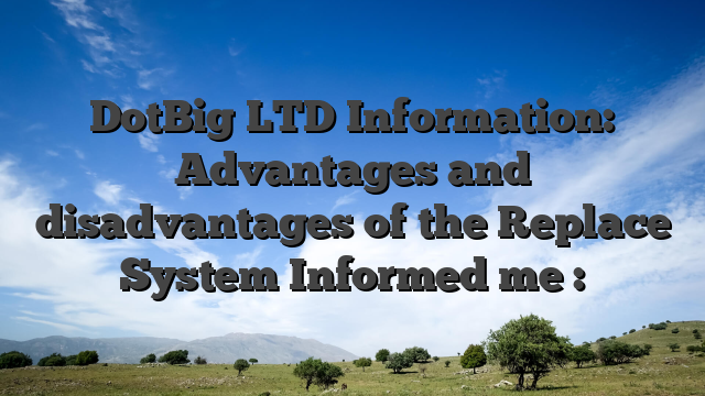 DotBig LTD Information: Advantages and disadvantages of the Replace System Informed me :