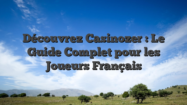 Découvrez Casinozer : Le Guide Complet pour les Joueurs Français