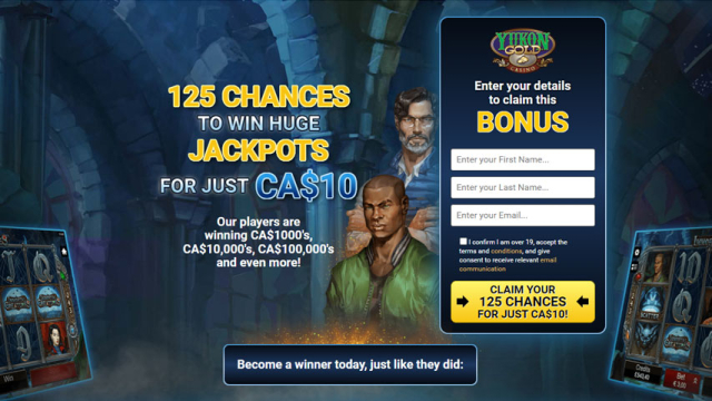 Yukon Gold Casino un peu, Gratification avec Do$500+150 FS