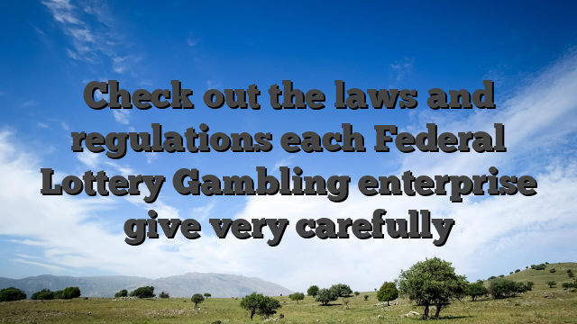 Check out the laws and regulations each Federal Lottery Gambling enterprise give very carefully