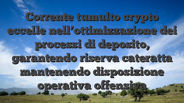 Corrente tumulto crypto eccelle nell’ottimizzazione dei processi di deposito, garantendo riserva cateratta mantenendo disposizione operativa offensiva