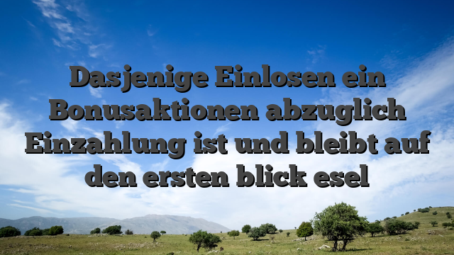 Dasjenige Einlosen ein Bonusaktionen abzuglich Einzahlung ist und bleibt auf den ersten blick esel