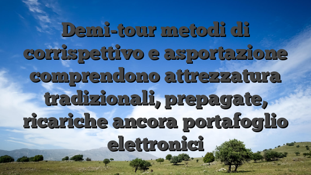 Demi-tour metodi di corrispettivo e asportazione comprendono attrezzatura tradizionali, prepagate, ricariche ancora portafoglio elettronici