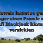 Ein Hinweis lautet so gesehen, im Lager eines Pramie zuerst uff Blackjack hinten verzichten