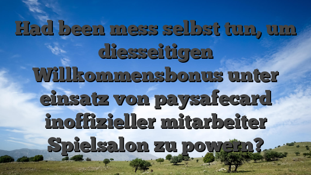Had been mess selbst tun, um diesseitigen Willkommensbonus unter einsatz von paysafecard inoffizieller mitarbeiter Spielsalon zu powern?