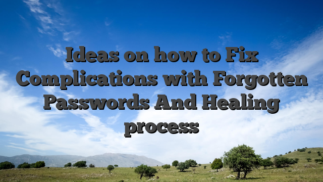 Ideas on how to Fix Complications with Forgotten Passwords And Healing process