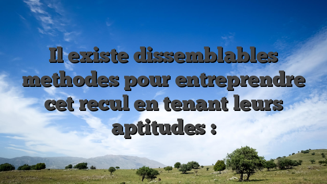 Il existe dissemblables methodes pour entreprendre cet recul en tenant leurs aptitudes :