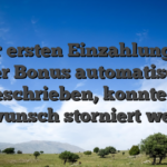 In Der ersten Einzahlung wird der Bonus automatisch gutgeschrieben, konnte zwar auf wunsch storniert werden