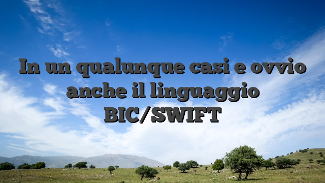 In un qualunque casi e ovvio anche il linguaggio BIC/SWIFT