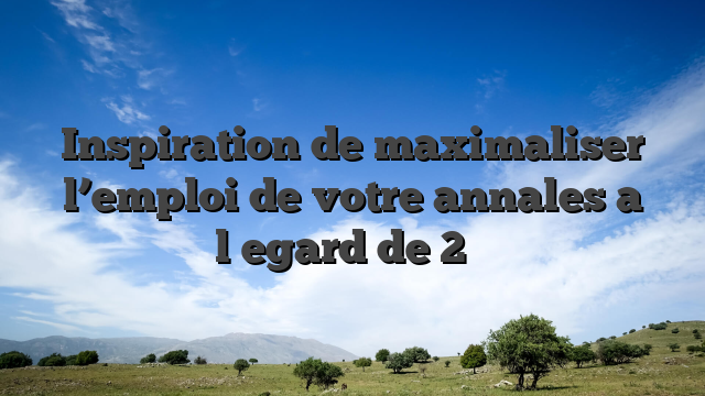 Inspiration de maximaliser l’emploi de votre annales a l�egard de 2 �