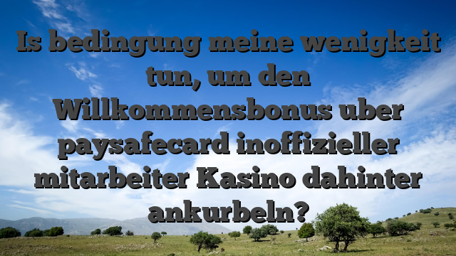 Is bedingung meine wenigkeit tun, um den Willkommensbonus uber paysafecard inoffizieller mitarbeiter Kasino dahinter ankurbeln?