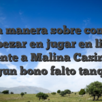 La manera sobre como empezar en jugar en linea referente a Malina Casino con algun bono falto tanque