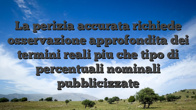 La perizia accurata richiede osservazione approfondita dei termini reali piu che tipo di percentuali nominali pubblicizzate