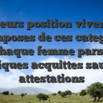Leurs position vivent decomposes de ces categories, chaque femme parmi identiques acquittes sauf que attestations
