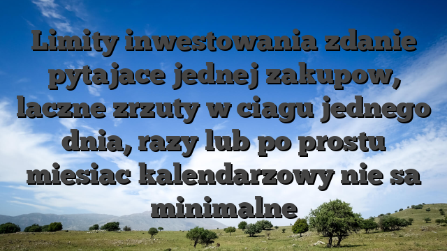 Limity inwestowania zdanie pytajace jednej zakupow, laczne zrzuty w ciagu jednego dnia, razy lub po prostu miesiac kalendarzowy nie sa minimalne