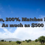Log in, 200% Matches Extra As much as $500