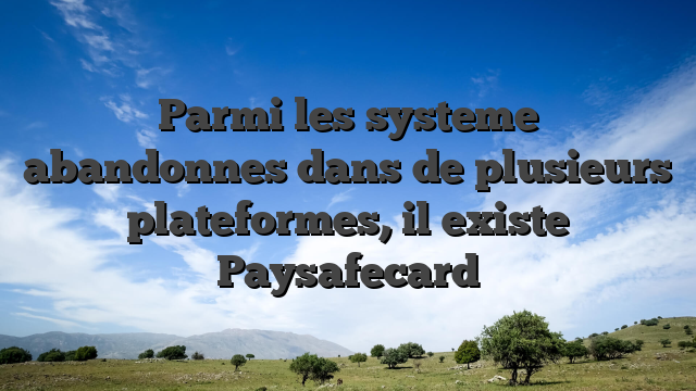 Parmi les systeme abandonnes dans de plusieurs plateformes, il existe Paysafecard