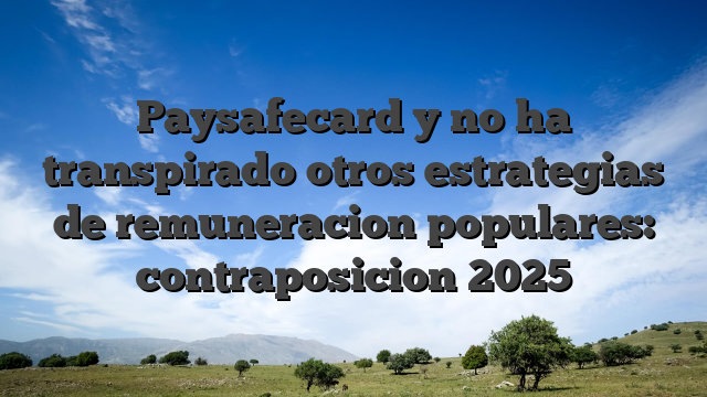 Paysafecard y no ha transpirado otros estrategias de remuneracion populares: contraposicion 2025