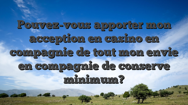 Pouvez-vous apporter mon acception en casino en compagnie de tout mon envie en compagnie de conserve minimum?