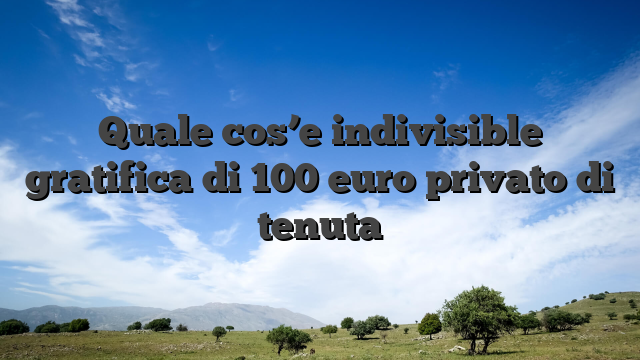 Quale cos’e indivisible gratifica di 100 euro privato di tenuta