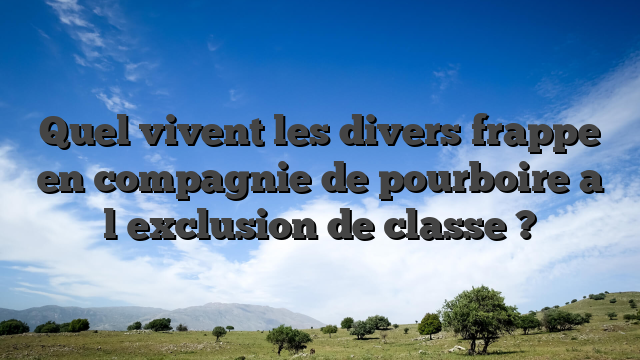 Quel vivent les divers frappe en compagnie de pourboire a l�exclusion de classe ?