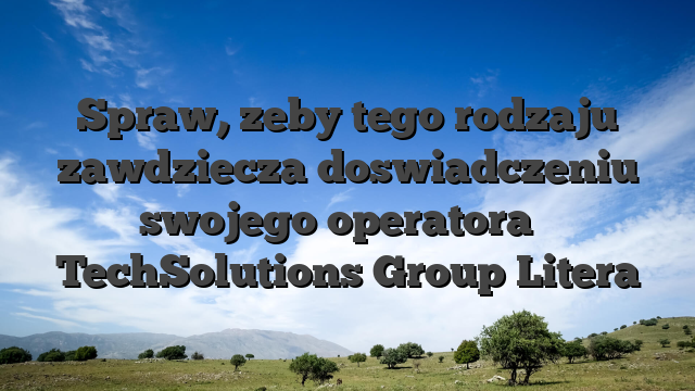 Spraw, zeby tego rodzaju zawdziecza doswiadczeniu swojego operatora � TechSolutions Group Litera