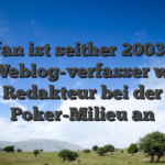 Stefan ist seither 2003 wie Live-Weblog-verfasser weiters Redakteur bei der Poker-Milieu an