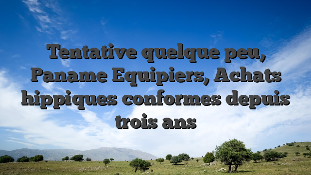 Tentative quelque peu, Paname Equipiers, Achats hippiques conformes depuis trois ans