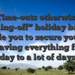 Time-outs otherwise “cooling-off” holiday breaks enable you to secure yourself out having everything from 1 day to a lot of days