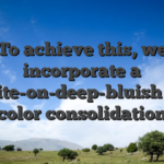 To achieve this, we incorporate a white-on-deep-bluish the color consolidation