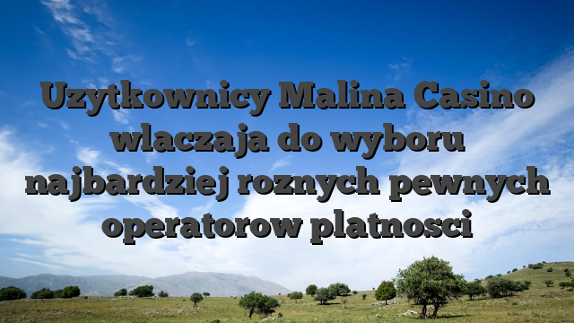 Uzytkownicy Malina Casino wlaczaja do wyboru najbardziej roznych pewnych operatorow platnosci