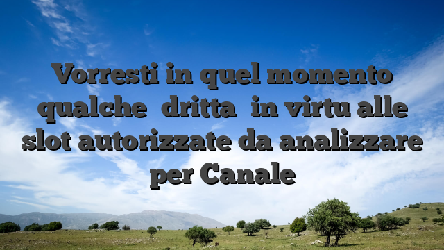 Vorresti in quel momento qualche �dritta� in virtu alle slot autorizzate da analizzare per Canale