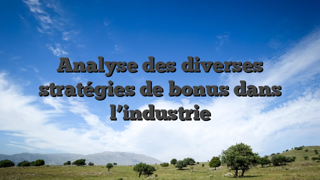 Analyse des diverses stratégies de bonus dans l’industrie