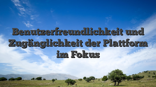 Benutzerfreundlichkeit und Zugänglichkeit der Plattform im Fokus