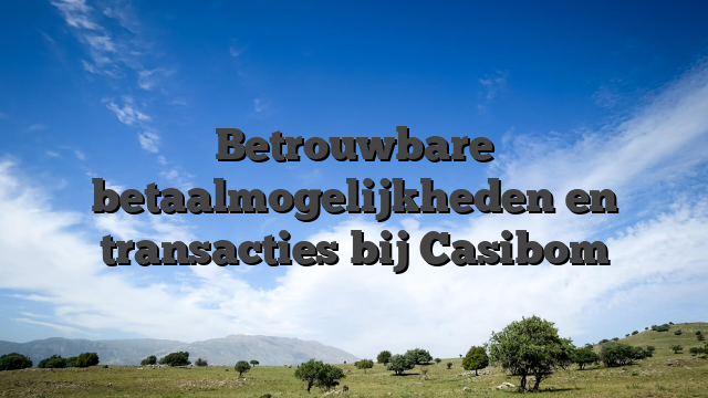 Betrouwbare betaalmogelijkheden en transacties bij Casibom