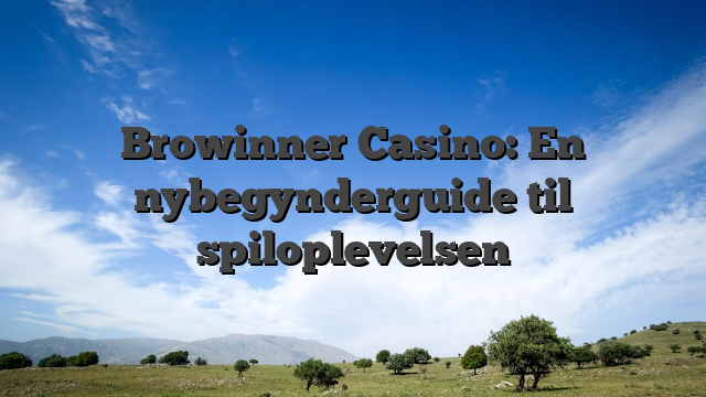 Browinner Casino: En nybegynderguide til spiloplevelsen
