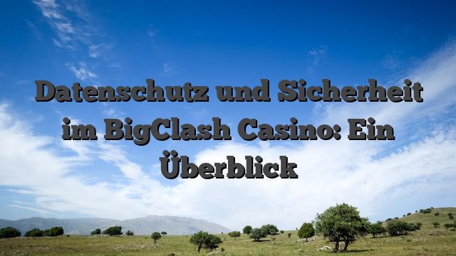 Datenschutz und Sicherheit im BigClash Casino: Ein Überblick