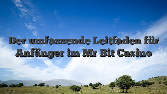 Der umfassende Leitfaden für Anfänger im Mr Bit Casino