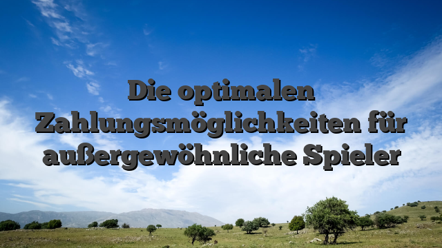 Die optimalen Zahlungsmöglichkeiten für außergewöhnliche Spieler