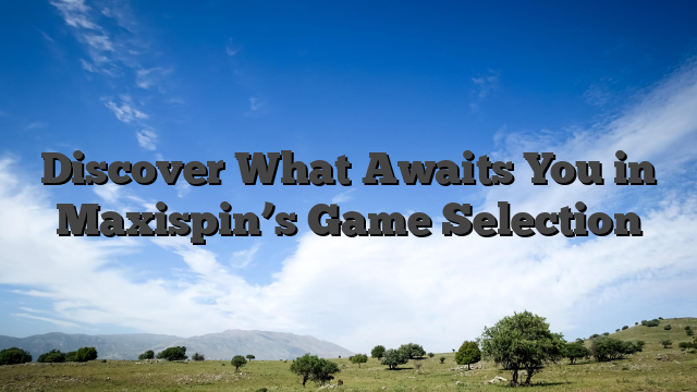 Discover What Awaits You in Maxispin’s Game Selection