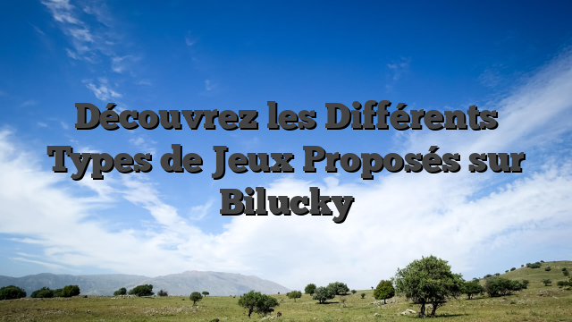 Découvrez les Différents Types de Jeux Proposés sur Bilucky