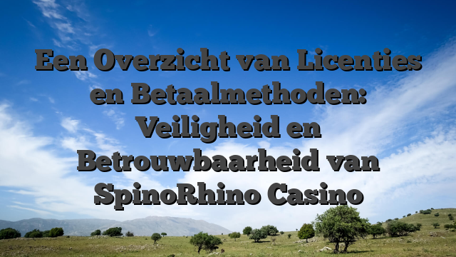 Een Overzicht van Licenties en Betaalmethoden: Veiligheid en Betrouwbaarheid van SpinoRhino Casino