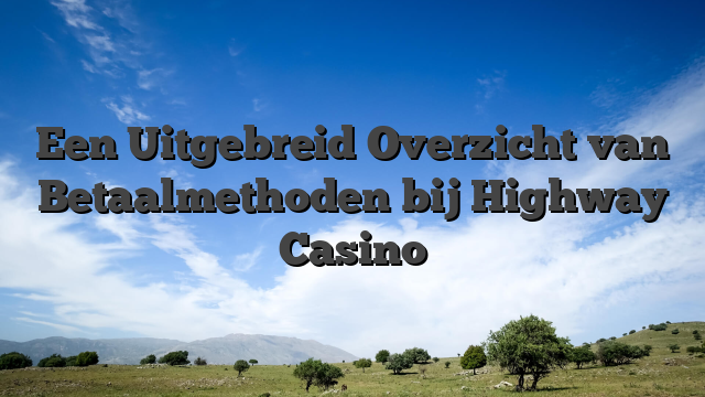 Een Uitgebreid Overzicht van Betaalmethoden bij Highway Casino