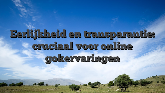 Eerlijkheid en transparantie: cruciaal voor online gokervaringen