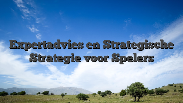 Expertadvies en Strategische Strategie voor Spelers