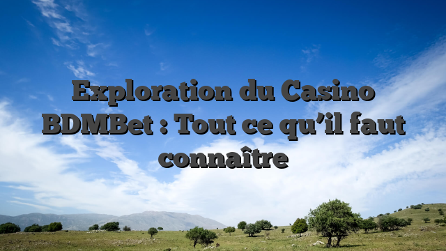 Exploration du Casino BDMBet : Tout ce qu’il faut connaître